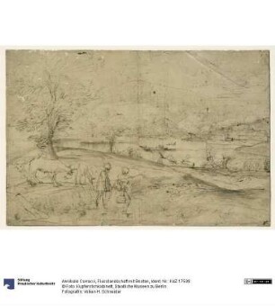 Flusslandschaft mit Booten