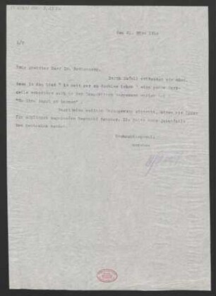 Brief an Ludwig Rottenberg : 21.03.1914