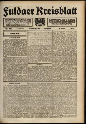 Dritte Ausgabe vom Samstag, den 07. Dezember 1912.