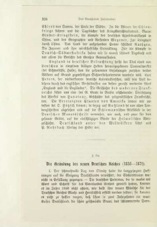 § 66. Die Gründung des neuen Deutschen Reiches (1858 - 1871)