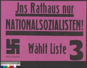 Wahlplakat der NSDAP zur Stadtverordnetenwahl am 1. März 1931