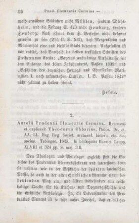 96-104 [Rezension] Prudentius Clemens, Aurelius, Aurelii Prudentii Clementis Carmina
