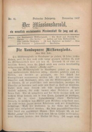 Nr. 11. Siebenter Jahrgang. November 1907.