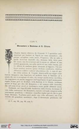 Capo V: Monastero e Badesse di S. Chiara