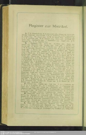 Register zu Matrikel