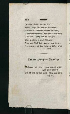 188, Aus der Griechischen Anthologie