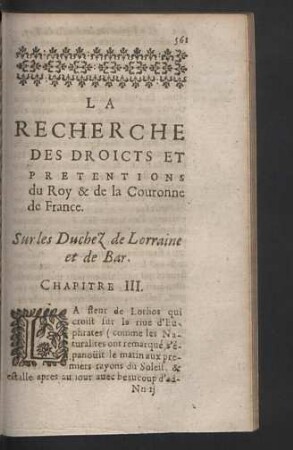 Sur les Duchez de Lorraine et de Bar. Chapitre III.