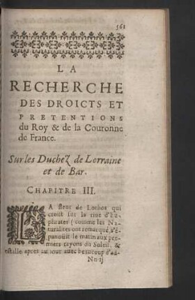 Sur les Duchez de Lorraine et de Bar. Chapitre III.