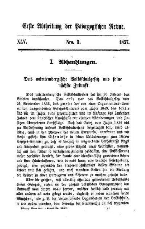 Das württembergische Volksschulgesetz und seine nächste Zukunft