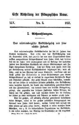 Das württembergische Volksschulgesetz und seine nächste Zukunft