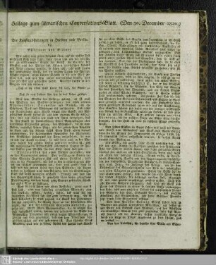 Beilage zum literarischen Conversations-Blatt (Den 30. December 1820)