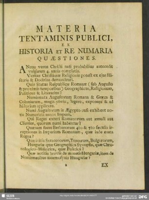 Materia Tentaminis Publici