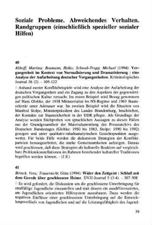 39-68, Soziale Probleme