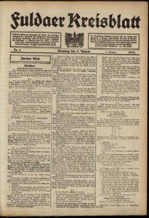 Zweite Ausgabe vom Dienstag, den 05. Januar 1915.