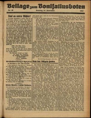 Zweite Ausgabe vom Sonntag, den 13. November 1932.