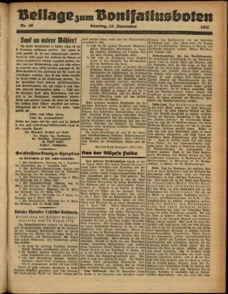 Zweite Ausgabe vom Sonntag, den 13. November 1932.