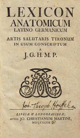 Lexicon anatomicum latino germanicum