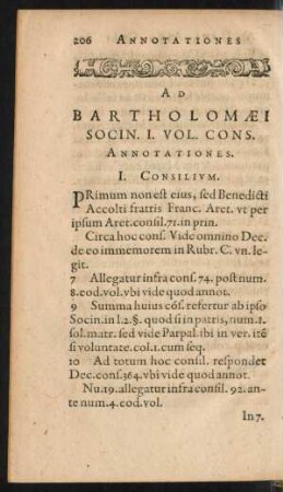 Ad Bartholomaei Socin. I. Vol. Cons. Annotationes.