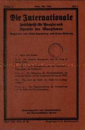 Sozialistische Zeitschrift begründet von Rosa Luxemburg und Franz Mehring, Jg. 1932