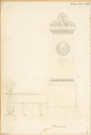 Grabdenkmal für einen Grubendirektor Monatskonkurrenz Februar 1876: Aufriss Vorderansicht