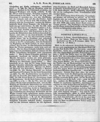Lindner, J. W.: Arwed Gyllenstierna. Drama in vier Akten. Nach van der Velde's Roman bearbeitet. Bayreuth: Grau 1833