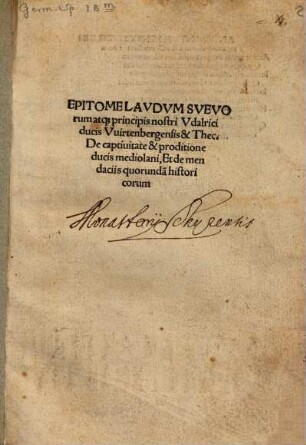 Epitome laudum Suevorum atque principis nostris Udalrici