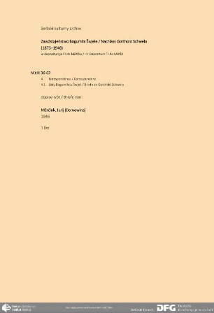 Brief von Jurij Měrćink an Bogumił Šwjela