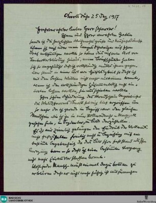 Brief von Hans Thoma an Karl Anton vom 25.12.1917 - K 3262, 15