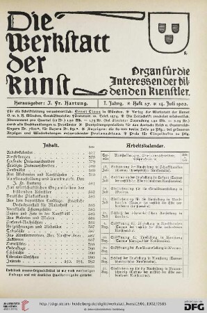 Inhalt / Arbeitskalender / Geplante Ausstellungen / Eröffnete Ausstellungen / Laufende Preisausschreiben / Erledigte Preisausschreiben / Geplante Denkmäler / Denkmals-Enthüllungen / Aus Akademien und Kunstschulen