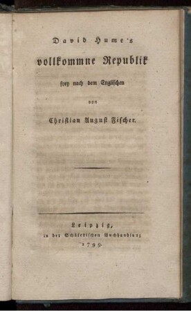 David Hume's vollkommne Republik