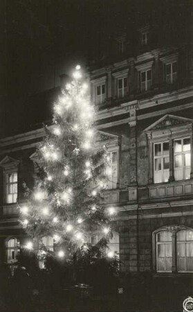 Pirna, Am Markt. Weihnachtsmarkt am Rathaus