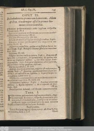 Caput IX. De Inobedientia primorum hominum, Adam & Evae, eiusdemque effectis primos homines concernentibus.