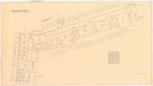 Gartenanlage Evangelische Volksschule am Burgfeld, Neviges: Schulgebäude, Verwaltungstrakt und nördlicher Klassentrakt: Grundriss Erdgeschoss 1:100