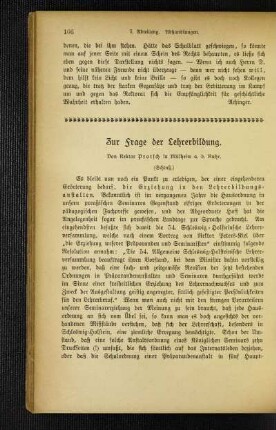 Zur Frage der Lehrerbildung : (Schluß)