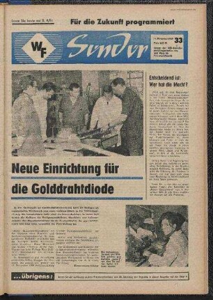 Betriebszeitung 'WF-Sender', Nr.33/1969 (14. November 1969)