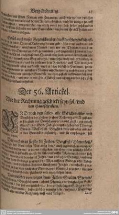 Der 56. Artickel. Wie die Rechnung geschickt seyn sol/ und von Handschrifften.