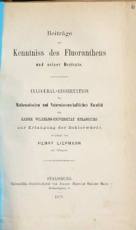 Beiträge zur Kenntniss des Fluoranthens und seiner Derivate : Inaugural-Dissertation