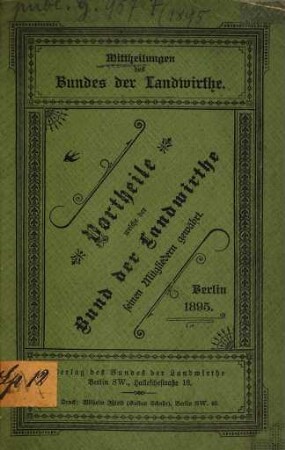 Mitteilungen des Bundes der Landwirte. 1895