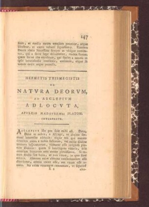 Hermetis Trismegistis de Natvra Deorvm