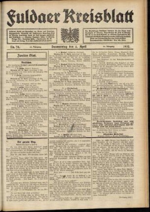 Zweite Ausgabe vom Donnerstag, den 04. April 1912.