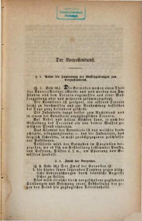 Der Vorpostendienst nach den Allerhöchsten Verordnungen über die grösseren Truppenübungen vom 29. Juni 1861