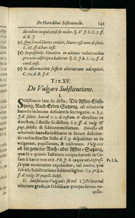 141-174, Tit. XV. De Vulgari Substitutione - Tit XXV. De Codicillis