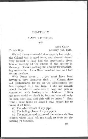 Chapter V: Last Letters (1918)