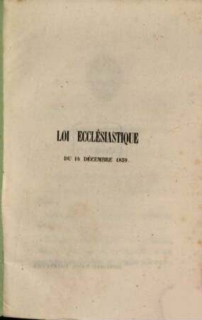 Loi ecclésiastique du 14 décembre 1839