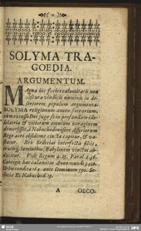 Solyma Tragoedia