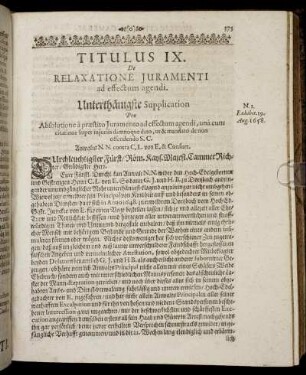 Titulus IX. De Relaxatione Juramenti ad effectum agendi.