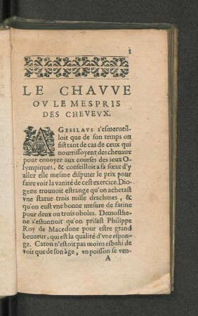 Le Chauve ou le Mespris des Cheveux