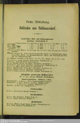 Dritte Abtheilung. Behördenverzeichnis : Dritte Abtheilung. Behörden von Volkmarsdorf