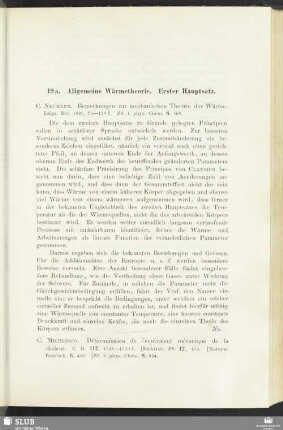 19a. Allgemeine Wärmetheorie. Erster Hauptsatz
