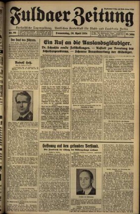 Erste Ausgabe vom Donnerstag, den 26. April 1934.